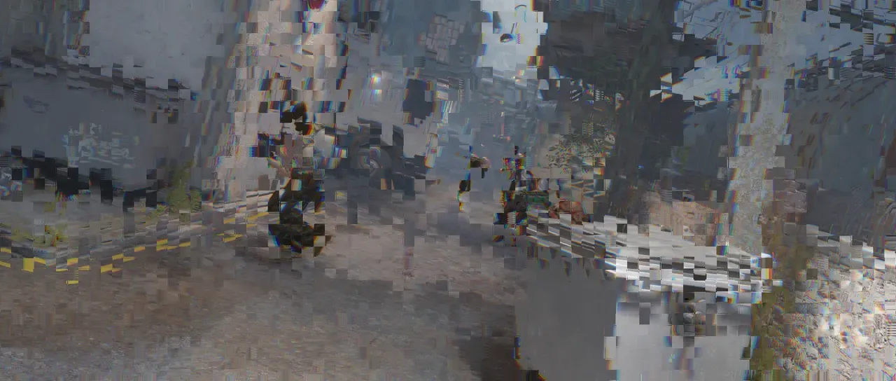 The same frame with Block glitch applied