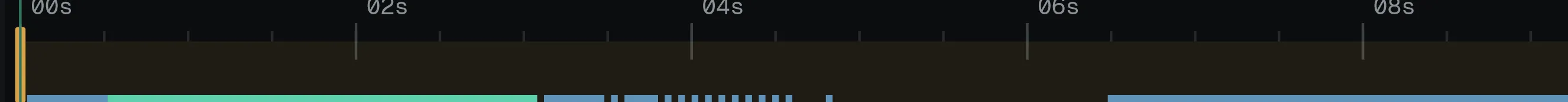 The cache bar filling above the Timeline.