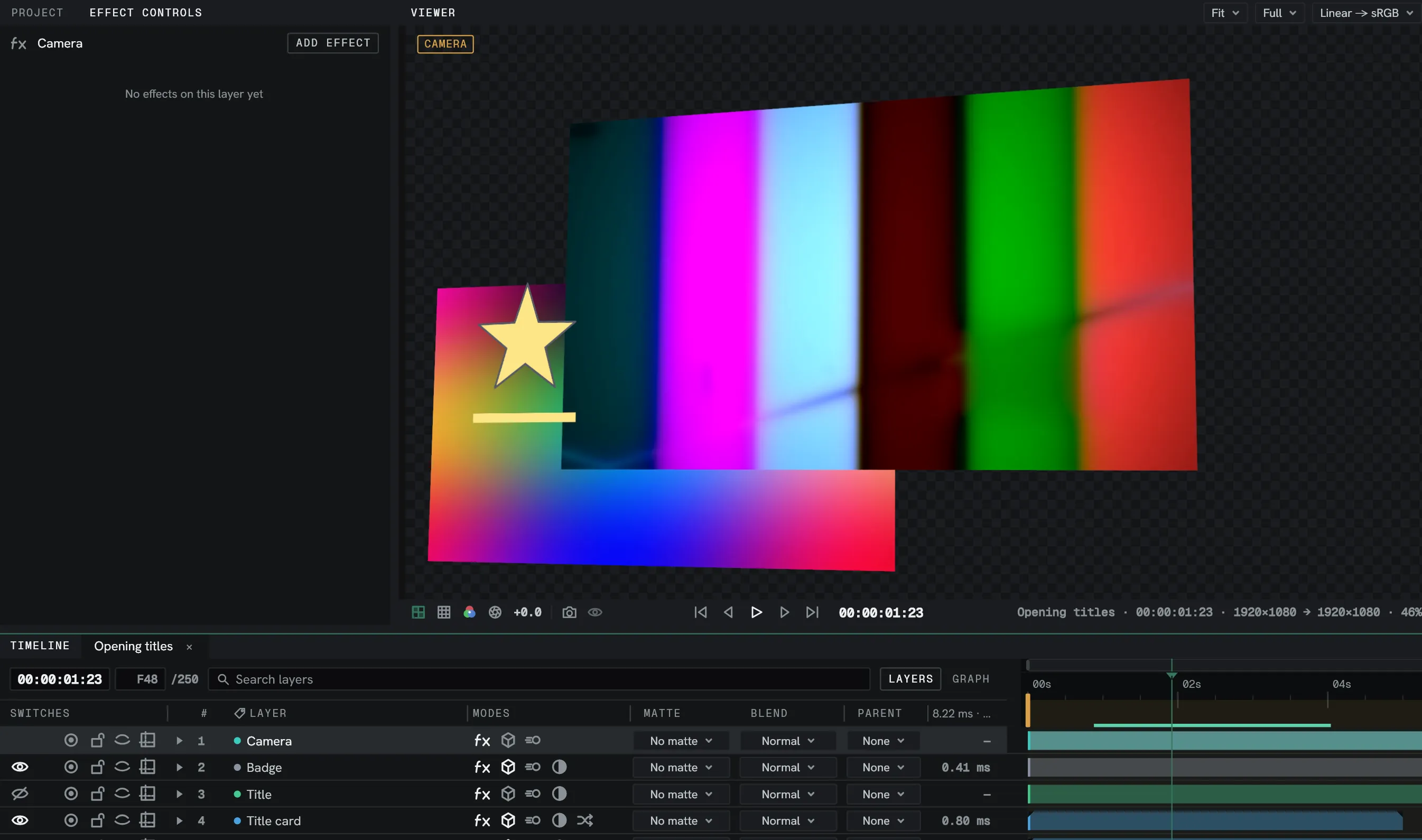 A camera layer above 3D layers.