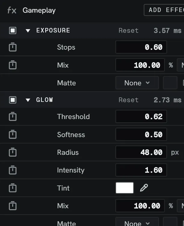 Effect Controls, with two effects on one layer.