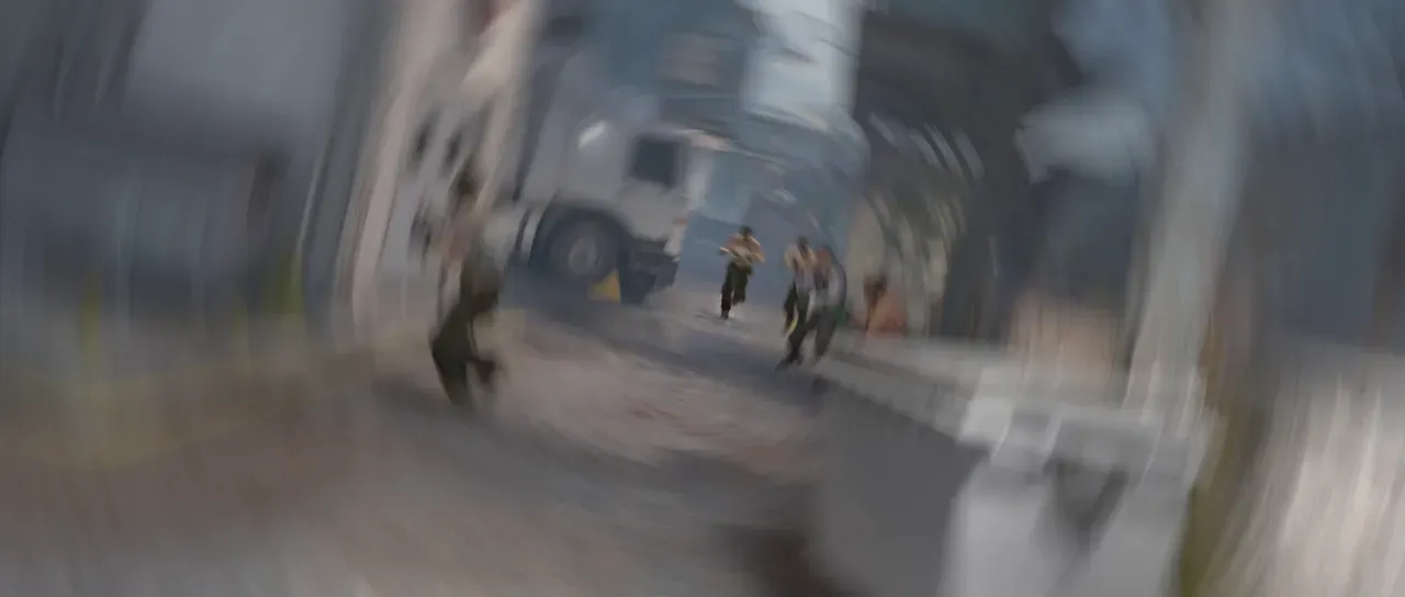The same frame with Radial blur applied